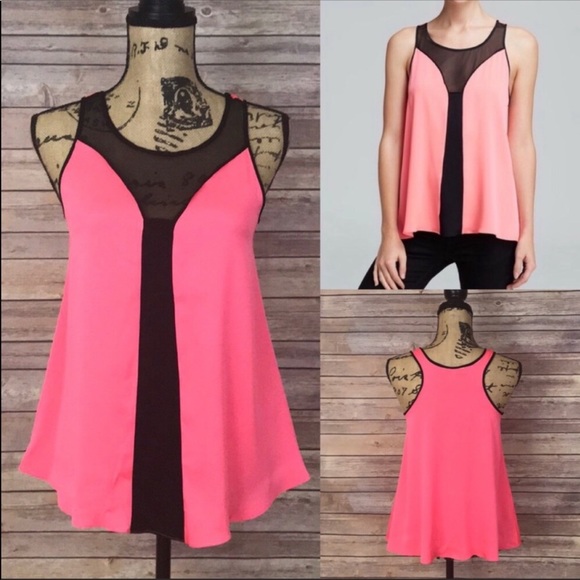 Milly Silk Crepe Flyaway Top Mesh Accents - Picture 2 of 8